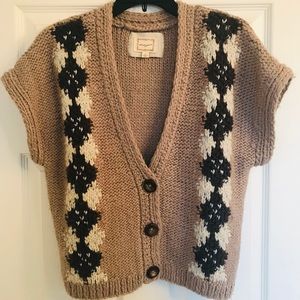 Anthropologie Kenji chunky boho cardigan vest L